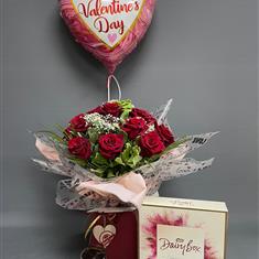 12 Red Roses, Soy Candle, Chocolates &amp; Balloon