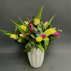 Florist Choice Mixed Spring flowers Jug Vase